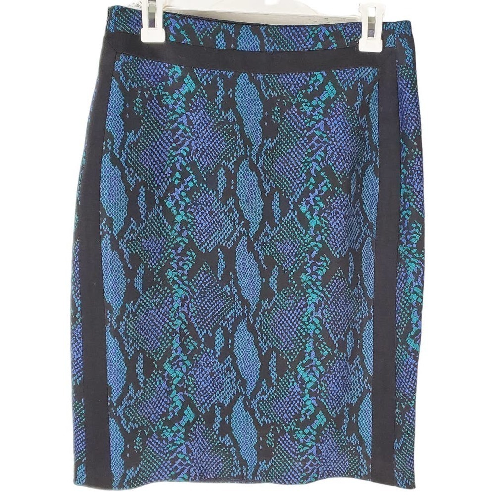 Diane Von Furstenberg Panel Framed Marta Python Blue Pencil Skirt Size 8 Grunge